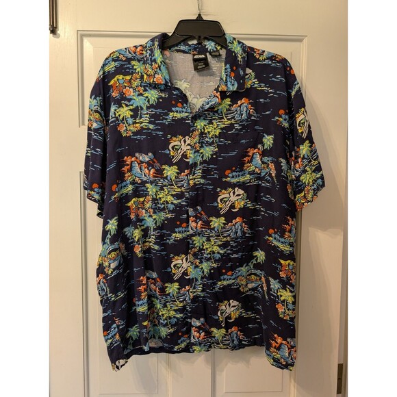 Star Wars Men’s XL Hawaiian Shirt | Tropical Aloha Print Button Up | Navy Blue - Picture 11 of 13